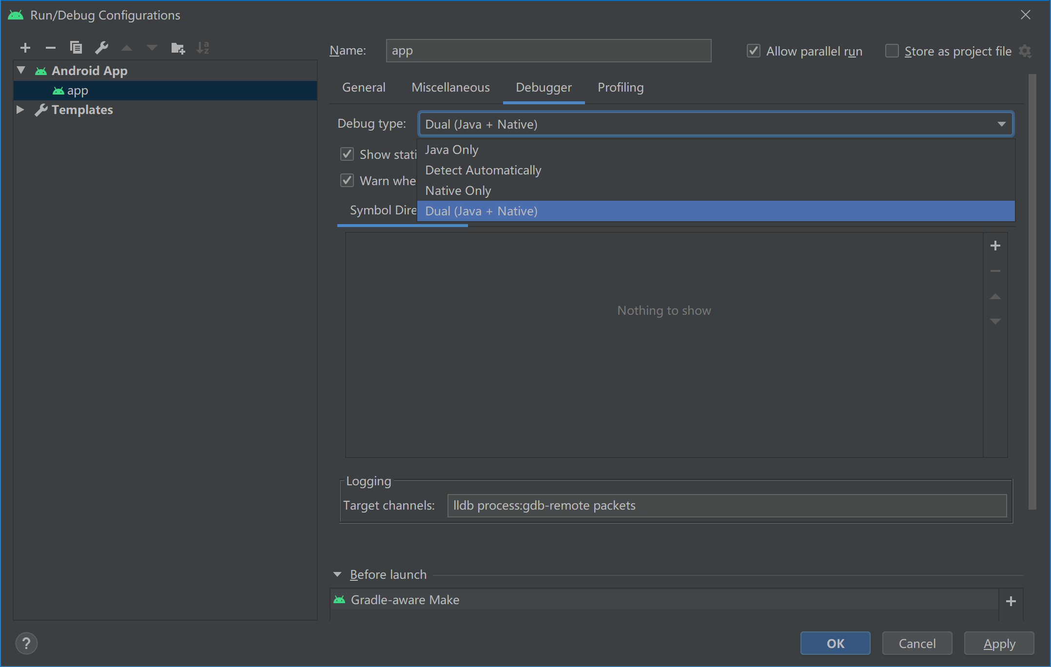 crash Android configuratio