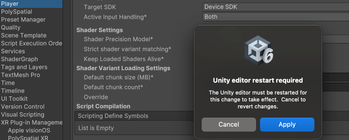 InputSystem changes take effect