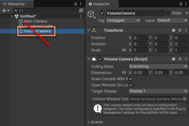 Delete Volume Camera in the scene