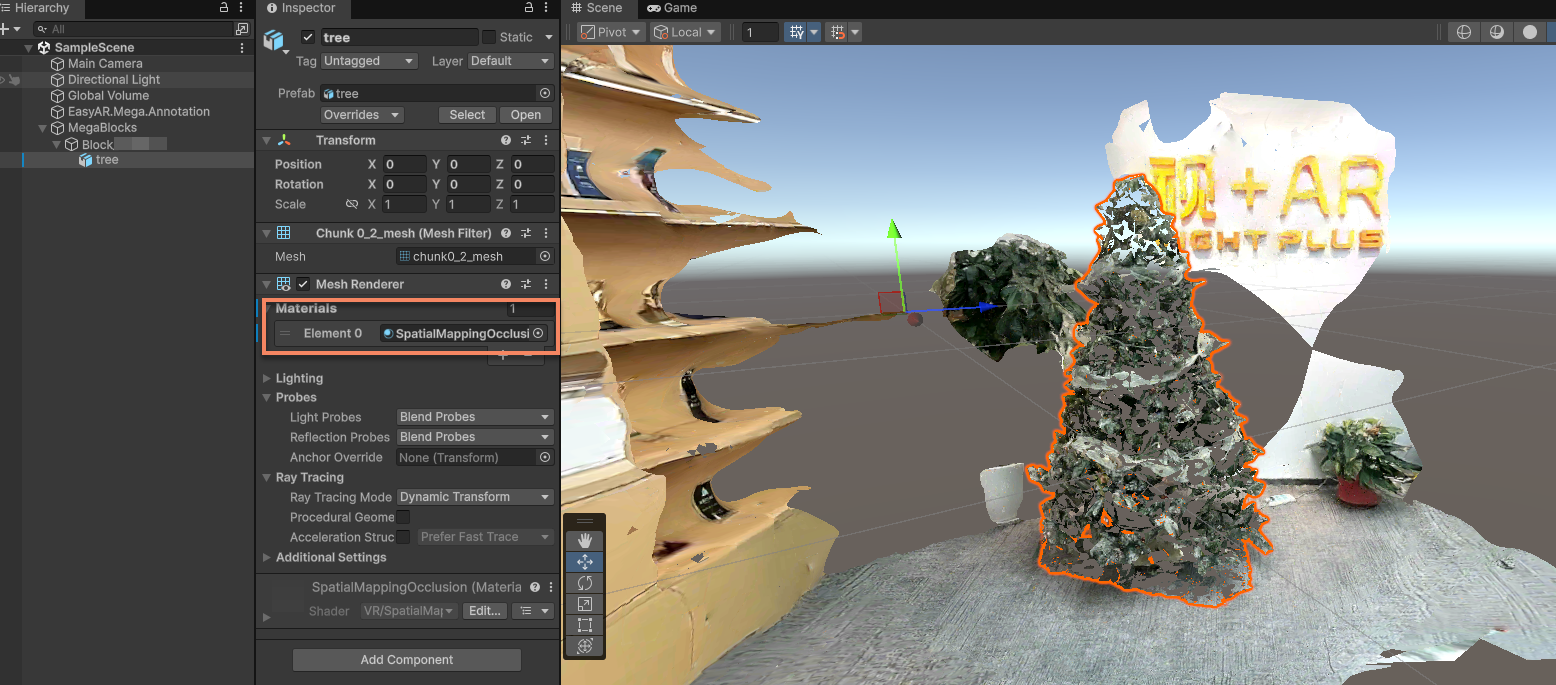 Occlusion model change material