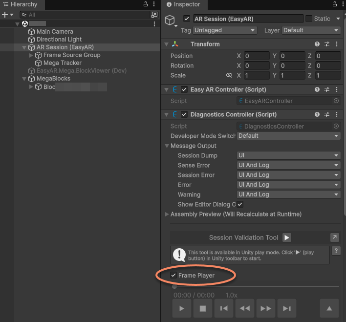 Confirm FramePlayer is enabled