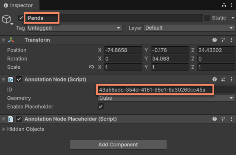 Annotation data panel