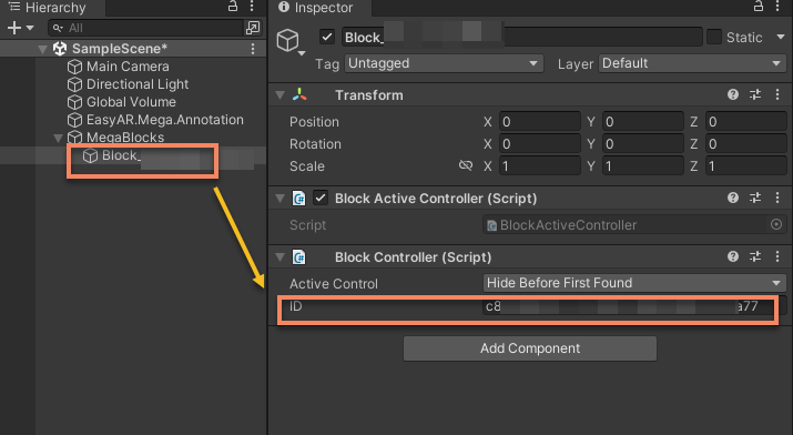 BlockID in the Unity editor