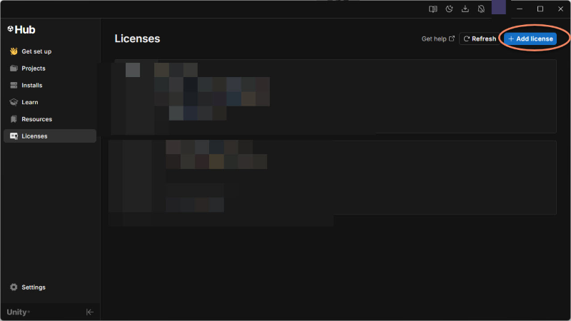 Add Unity License