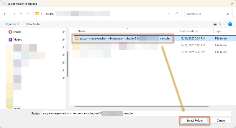 Select local directory