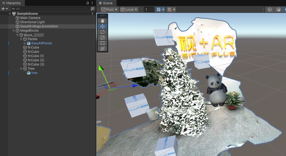 Completed scene placement